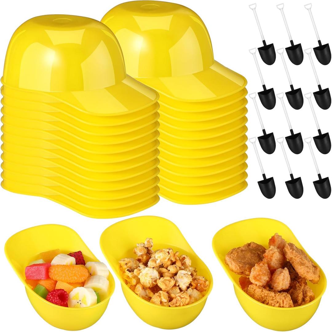 24 Set Yellow Helmet Hats Ice Cream Construction Bowl with Shovel, 8 oz
Mini Baseball Sundae Bowl, Disposable Plastic, Novelty Dessert Spoon, Worker Theme Party Supplies, Snack Ice Cream Containers