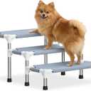 13 Inch Dog Stairs - 3 Tiers Non-Slip Dog Steps for Small Dogs, Cats & Senior Pets, Joint-Friendly Pet Steps for Bed Sofa Car, Stable Anti-Skid Bottom Pet Ladder