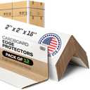 IDL Packaging 2 x 2 x 18 Cardboard Edge Protector (Pack of 12) - Corner Protectors for Shipping, Storage, & Moving Reinforced Corner Guard Protection for Pallets, Wall Corners, & Furniture