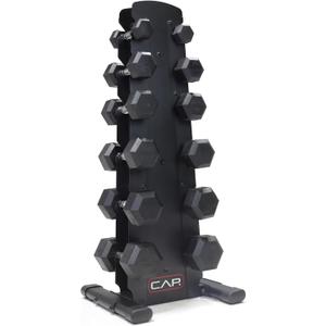 CAP Barbell Rubber Coated Dumbbell Weight Set with Vertical Rack | 100 lb, 150 lb, and 210 lb Options