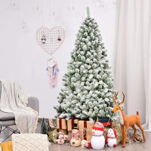 6FT Artificial Christmas Tree, Snow Flocked Hinged Xmas Tree with Flexible Branches 6FT Artificial Christmas Tree, Snow Flocked Hinged Xmas Tree with Flexible Branches