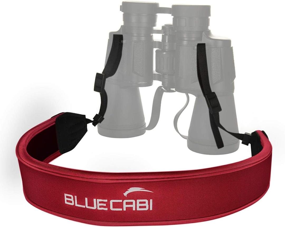Neoprene Neck Shoulder Strap for Cameras and Binoculars - Comfortable Adjustable Fit for Men and Women with Anti Slip Material - Lightweight Design for Binocular Telescopes, and Rangefinders (Red)