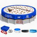 [Ultra Thick] 24FT Round Winter Pool Covers for Above Ground Pool Covers Easy Install 195GSM 500D,UV & Tear Resistant, Upgraded Heavy-Duty Winch, Reinforced Edges,Extra 4Ft Overlap