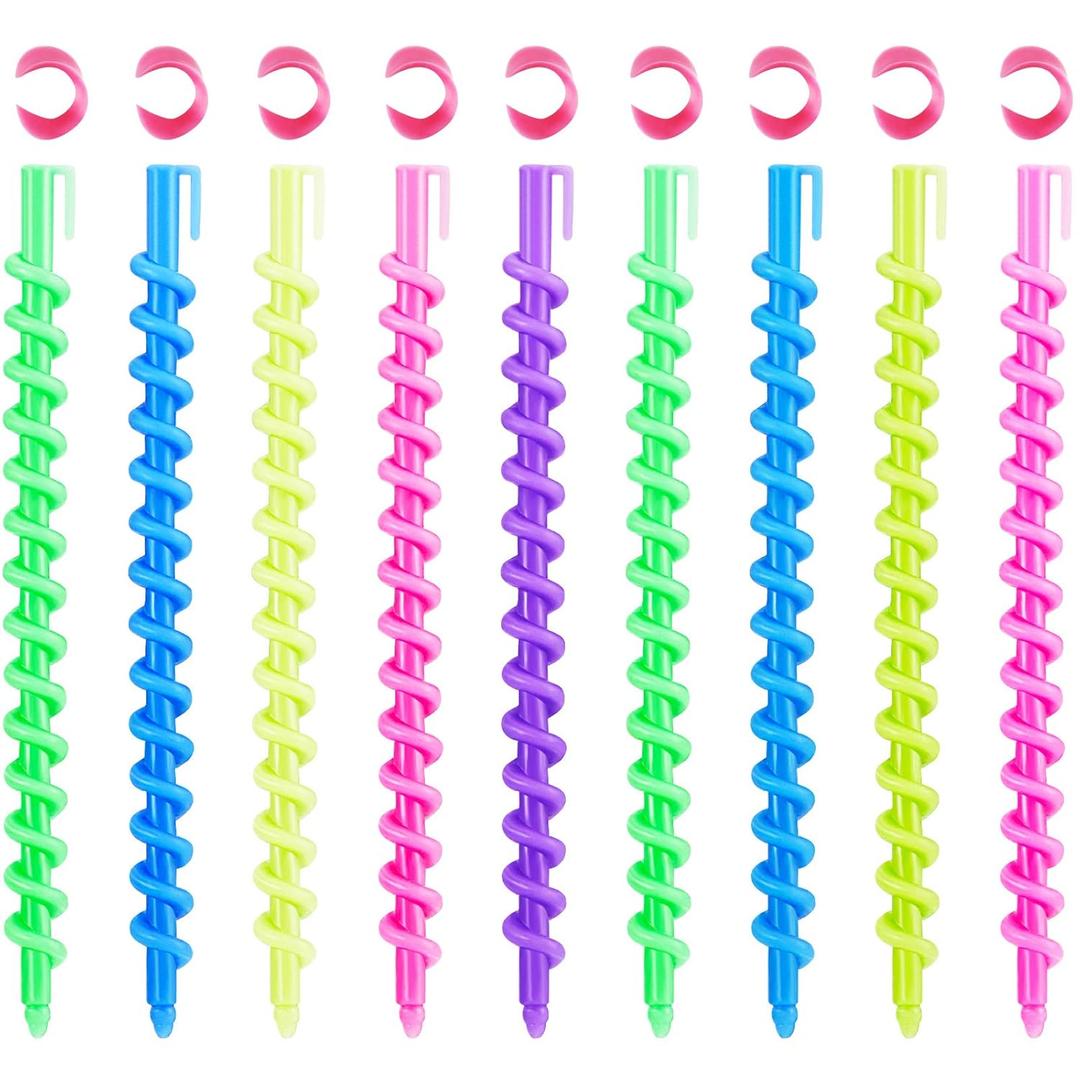 WILLBOND 40 Pieces Spiral Perm Rods Heatless Waves Hair Rollers Plastic Spiral Curl Rods Perm Wave Curlers Sticks Kit for Long Medium Short Natural Hair Women Styling Barber Hairdressing Salon Tool (1 Count (Pack of 40))