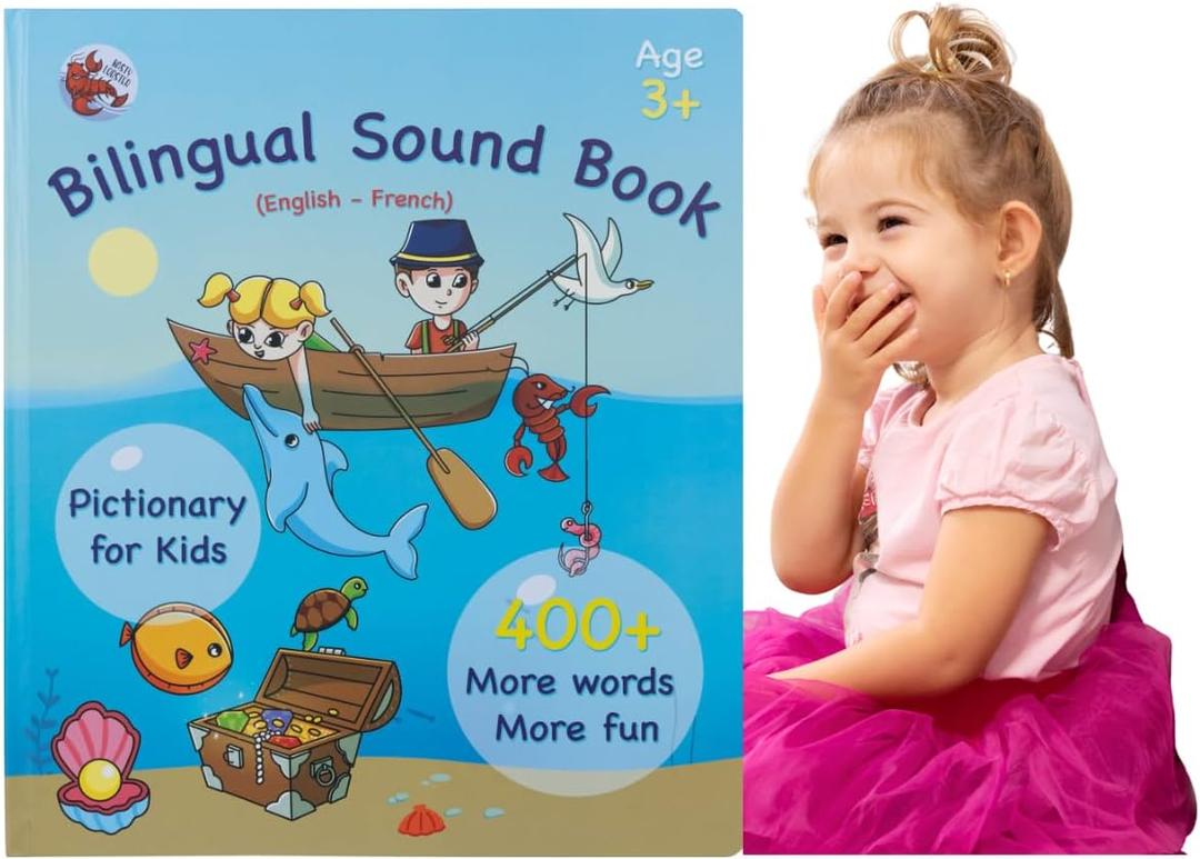 English and French ABC Learning for Children, Interactive Kids Book, Fun Educational Toy to Learn Letters and Words, Bilingual AudioBook for Toddlers (Ages 3+) Boys / Girls