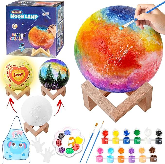 Moon Lamp Kit Paint Your Own Moon Lamp, 3D Moon Light, Toys for Teens, Boys and Girls, Arts and Crafts Kit, Art Supplies for Kids, Arts