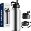 Stainless Steel Sports Bottle and Travel Mug for Hot and Cold Beverages, Wide Mouth, Double Wall Insulated Hydration Sports Water Bottle for Hiking, Biking, and Activities