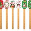 Patelai Christmas Silicone Spatula Xmas Cake Spatula with Wooden Handle Snowmen Pancake Cute Pan Scraper Xmas Dish Scraper Cooking Spatulas for Kitchen Mixing Cooking (Cute Style,6 Pieces)