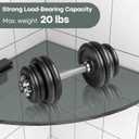 Bakzon 2-Pack Glass Shelf Shower Caddie, Shower Shelves for Inside Shower, Drilling Free Adhesive Wall Mounted Bathroom Organizer Shelves with Aluminium Brackets, Black, Triangle