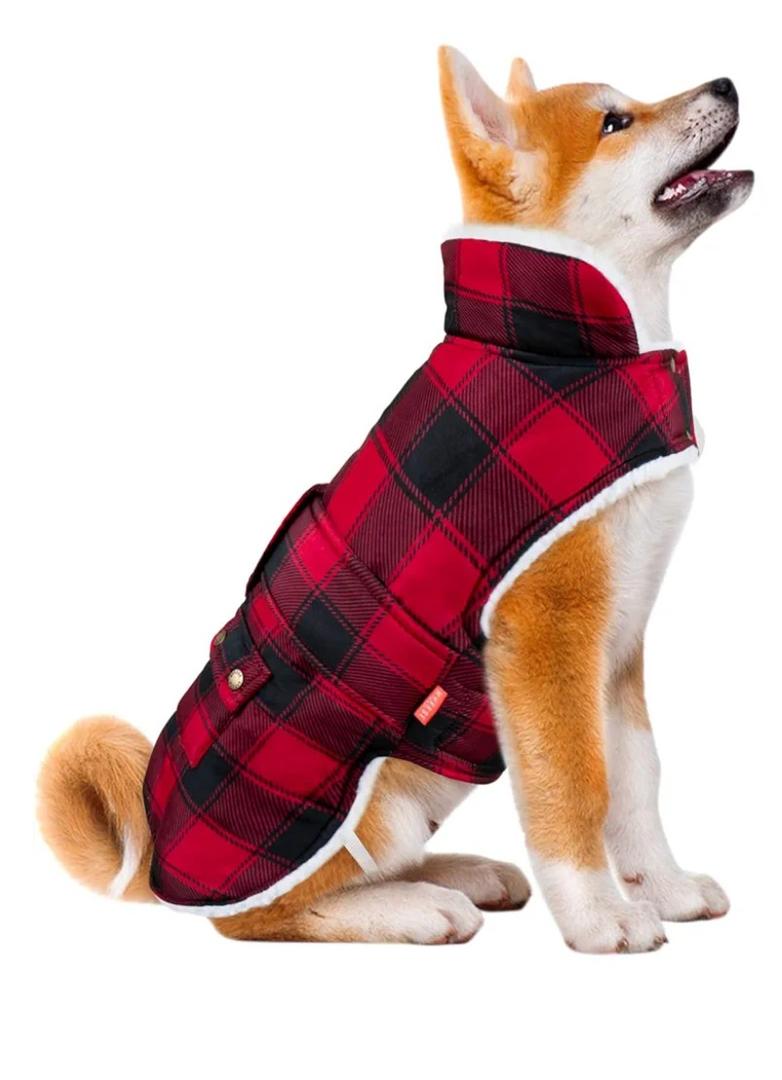 KYEESE Dog Coat Thick Pets Clothes with Pocket Windproof Dog Coats for Small Dogs Waterproof Dogs Jacket with Fleece Lined Warm Pet Winter Puffer Coat with Leash Hole Soft Pet Sweater for Cold Weather M