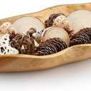 Dough Bowl, 15.7 Inch Natural Wavy Wooden Wood Fruit Bowl with Sculpted Edges, Solid Wood Kitchen Counter Organizer, Handmade Wooden Dough Bowl Decor, Wooden Dough Bowls Decoration Driftwood Decor (Dark Brown)