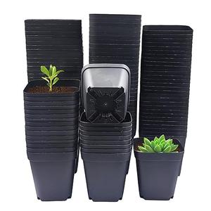 RooTrimmer Square Nursery Pots 3" 120Pcs Deep Succulent Plastic Pots Small Flower Planter Seeds Starter Germination Pots with Drainage (Black,2.7Inches,120Pcs)