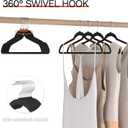 Black Velvet Hangers 60 Pack, Slim Space Saving Suit Hangers for Closet Organizer, Rotating Silver Hook, Non Slip Clothes Felt Hanger Heavy Duty for Coat,Shirt, Pants, Camisole, Dress