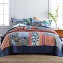 Secgo California King Quilt Size - 100% Cotton Oversized California Comforter Set Bedding Sets (120 * 110 Inch) with 2 Pillow Shams, Patchwork Reversible Lightweight Bedspread (Phoenix)