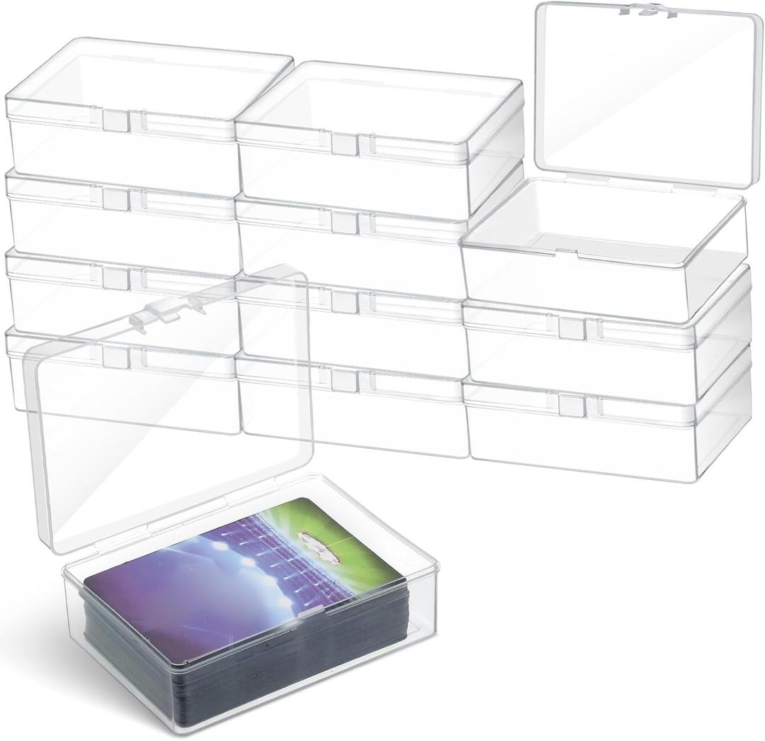 Vicenpal 12 Pcs Playing Card Boxes Clear Plastic Deck Cases Trading Card Storage Boxes Game Cases Holder 4.05 x 2.91 x 1.35 Inch