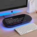 TSJ OFFICE Glass Desktop Whiteboard - 17 X 7 Inches Small Dry Erase Board with Blue Light, Glass White Board Surface Notepad with 1 Drawer, Desk Organizers for Office, Home, School Supplies (Black)