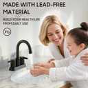 Phiestina 4 Inch 2 Handle Centerset Matte Black Lead-Free Modern Bathroom Faucet, 360 Swivel Spout 2-3 Hole RV Bathroom Vanity Sink Faucet with Pop Up Drain and Water Supply Lines,BF015-1-MB