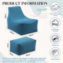 Briwooody Outdoor Bean Bag Chair with Ottoman, Dark Blue, Minimalist, 36x30x28 inches