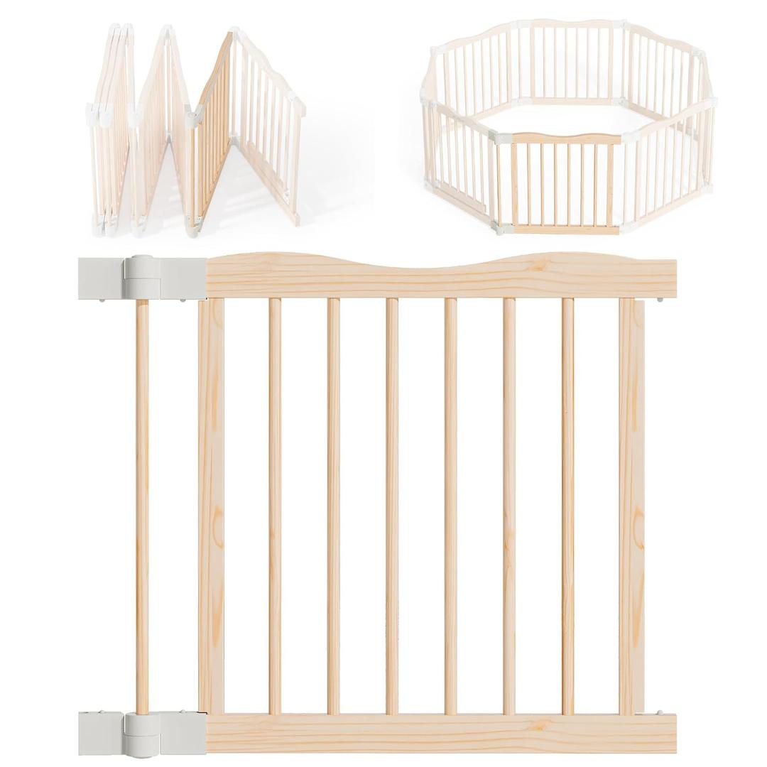 Foldable Wooden Baby Playpen
Adjustable Wood Play Yard, Indoor Large Safety Fence for Babies and Toddlers, Built-in Toys Design, 45 x 45 x 23.6 inches