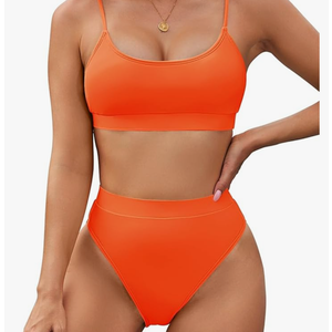 Pink Queen Plus Size High Waisted Bikini Set for Women Two Piece Cheeky High Cut Swimsuit Bathing Suit White M