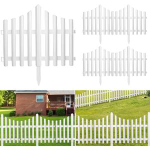 ELECLAND 5 Pieces Garden Fence with 5 Pieces Fence Inser White Plastic Fence Garden Picket Fence Edgings Lawn Flowerbeds Plant Borders Decorative Garden Yard