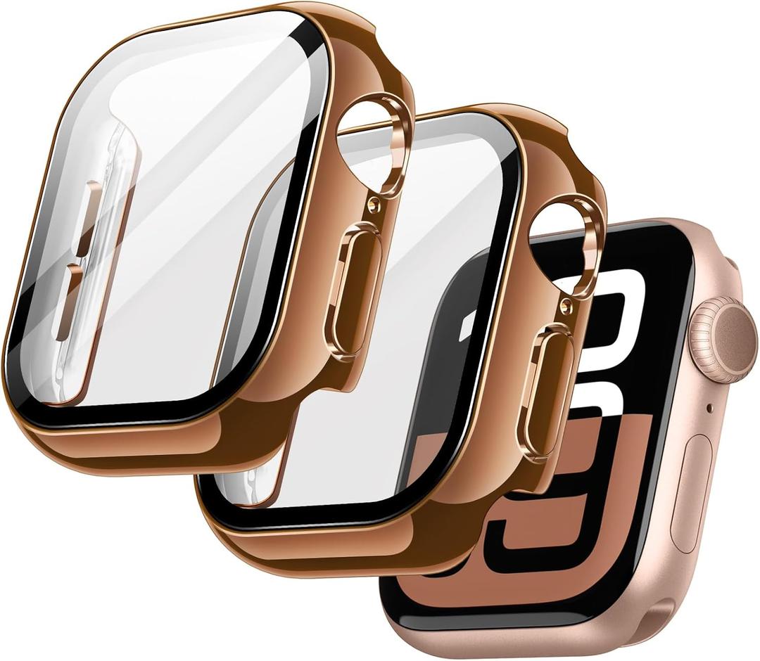 JETech Plated Case with Screen Protector for Apple Watch Series 11/10 42mm, Metallic Luster Design, Overall Protective, Built-in Tempered Glass Film High Sensitivity, 2 Pack (Copper Rose Gold)