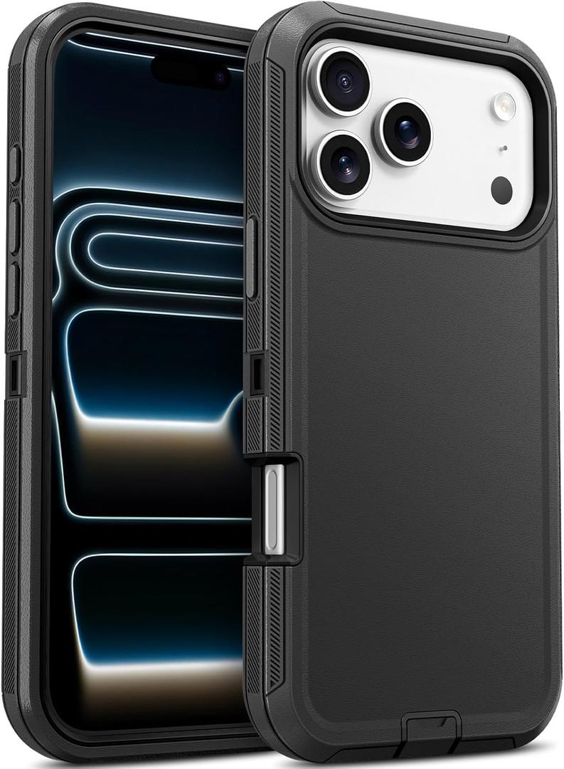 Jelanry Case for iPhone 17 Pro 5G 6.3-inch, Heavy Duty Rugged & Dual-Layer Shockproof Dropproof Protection w/Port Anti dust Scratch Armor Back Cover Phone Case for Apple iPhone 17 Pro, Black