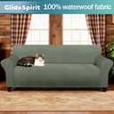2 x Waterproof Couch Cover, Stretch Non-Slip Oversized Sofa Slipcover with Elastic Bottom Stay-in-Place - Leakproof Furniture Protector for Kids & Pets - Washable (Oversized Sofa, Green)
