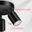 BoostArea LED 3 Light Track Lighting Kit, LED Track Lighting Fixtures, Black Round Ceiling Spot Lighting, Flexibly Rotatable Light Head for Kitchen, Living Room, Bedroom, GU10 Bulb Not Included