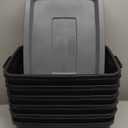 Rubbermaid 6-Pack Totes for Storage with Lids, Heavy Duty Plastic Storage Bins with Lids, Black Gray, 10 GAL - Stackable for Garage, Attic, Camping (10 GAL - 6 Pack Solid Black and Grey)