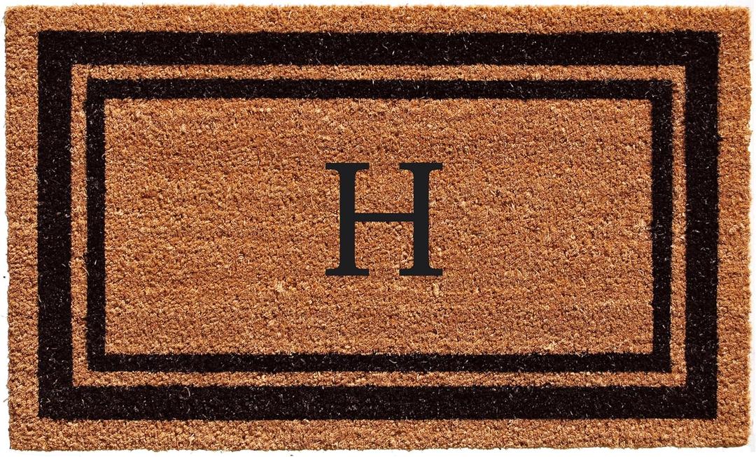 Calloway Mills 152961830H Black Border 18" x 30" Monogram Doormat, (Letter H)