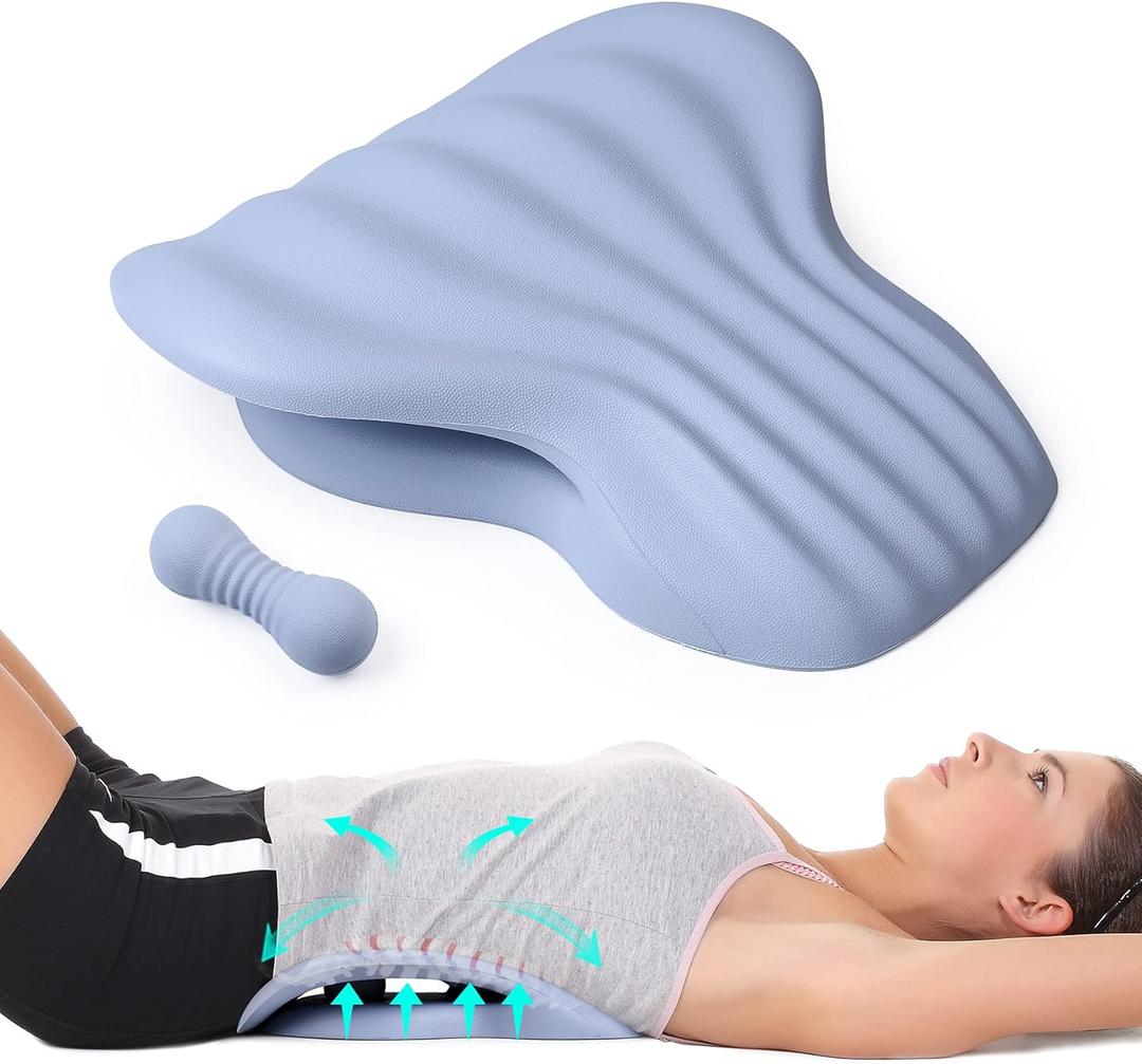 RESTCLOUD Back Stretcher for Back Pain Relief, Lower Back Stretcher Back Stretching Cushion, Lumbar Stretcher Device Helps with Spinal Stenosis Herniated Disc Sciatica Nerve (Haze Blue)