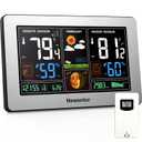 Newentor Weather Station Wireless Indoor Outdoor Thermometer, Color Display Digital Weather Thermometer with Atomic Clock, Barometric Pressure, Forecast Station with Adjustable Backlight, Sliver
