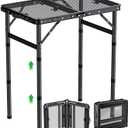 GARLLEN 2ft Folding Grill Table Max Capacity 66lbs, 3-Height Adjustable Folding Camping Table with Heat-Resistant Mesh Tabletop, Portable Aluminum Picnic Tables for BBQ, Outdoor, 22.8" L x 15.7" W