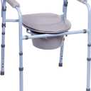 Carex 3-in-1 Folding Bedside Commode and Raised Toilet Seat, Portable Toilet Supports Up to 300lbs, Bedside Commodes for Seniors, Adult Potty Chair with Bucket, Lid, and Splash Guard