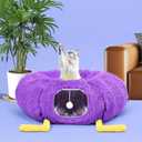 Cat Tunnel Bed for Indoor Cats - Cute Cat Donut Tunnel with Washable Circle Cushion - Multi-Purpose Cat Bed & Peekabo Cave, Pet Playground Toys for Kittens, Puppy, Rabbit