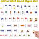 NUOBESTY 56Pcs Traffic Signs for Kids, Mini Road Signs and Traffic Light Toy Set, Educational Road Construction Toys for Train Table Accessories, Car Garage Playing, Learning
