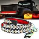 60 Inch LED Tailgate Light Bar Strip, Strobe Tail Light Strips LED Bar Brake Reverse Turn Signal LED Strips, Red & Amber Sequential Lighting, Waterproof Flexible Tailgate Lights for Trucks Pickup Van