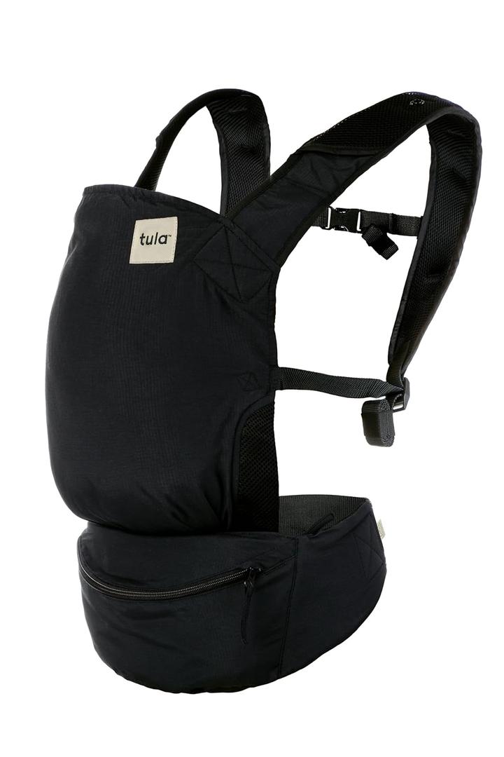 Baby Tula Lite Compact Baby Carrier, Ultra Compact and Lightweight, Convenient Carry Pouch, Ergonomic and Multiple Positions for 12  30 pounds - Black