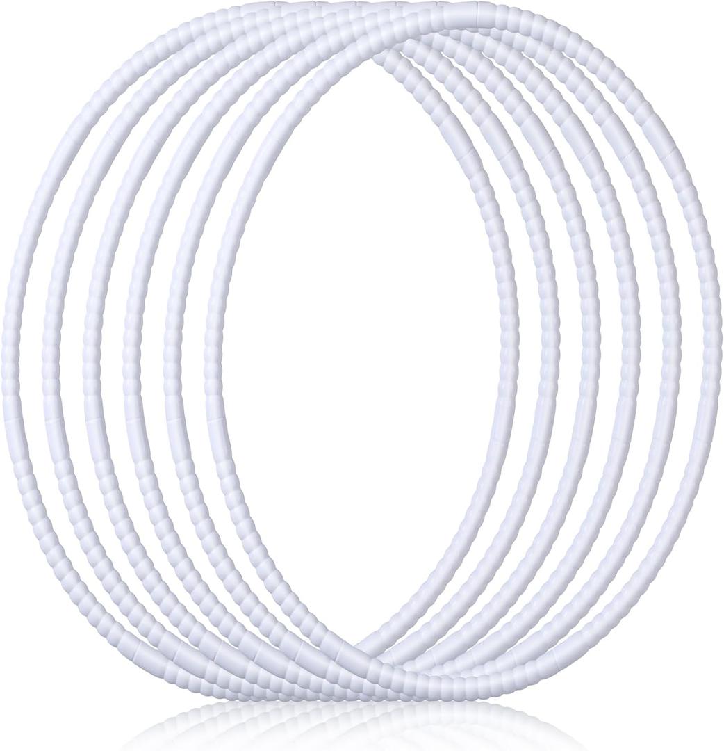 Shappy 6 Pcs Exercise Hoop Detachable Adjustable Plastic Toy Playground Toys Colored Hoop Circles for Teens Games Gymnastics Dog Agility Equipment Party Decor (20 Inch, White)