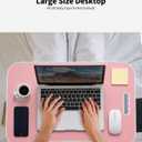 Foldable Lap Desk, Laptop Bed Desk, Portable Lap Table, Laptop Bed Table with Cup Holder & Tablet Slot & Lifting Handle for Working Writing Drawing & Eating - Pink