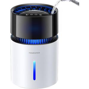 3L Top-Fill Mist-Free Humidifier for Bedroom & Office, Evaporative Cool Moisture, Touch Control, Sleep Mode, 1-8H Timer & Night Light, Ultra Quiet, Easy Clean (White)