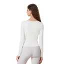 Womens Ballet Wrap Top Long Sleeve Deep V Neck Solid Color Cover Up Pilates Yoga Tops Casual Slim Fit Tops (A-02, M)