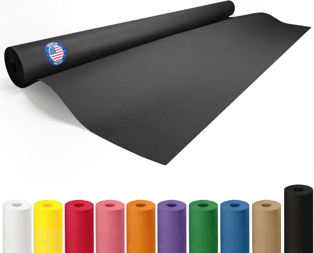 Black Paper Roll 48" x 1200" (100 feet) - USA-Made Kraft Paper 50lb Thickness for Packing, Wrapping, Moving, Shipping & Crafts/Arts - 100% Recyclable Natural Craft Material Roll by IDL Packaging
