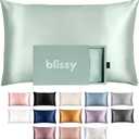 Blissy Silk Pillowcase - 100% Pure Mulberry Silk - 22 Momme 6A High-Grade Fibers - Silk Pillow Cover for Hair & Skin - Regular, Queen & King (Matcha, King)