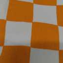 Women Checkered Cropped Jeans Straight Leg Stretchy Denim Pants with Pockets (X-Large, Orange White)
