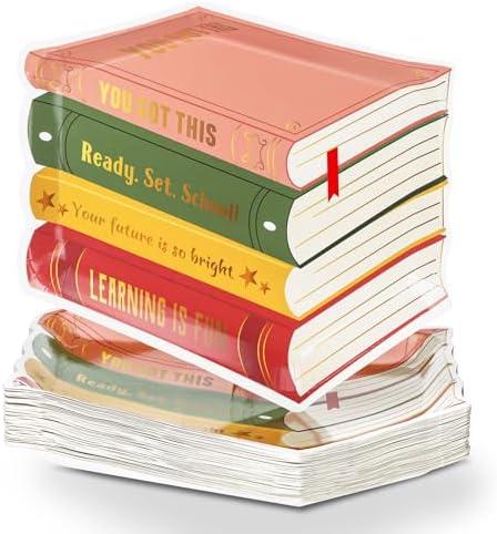 Zhehao 150 Pcs Back to School Paper Plates Teacher Appreciation Plates First Day of School Dinnerware Party Supplies Year Pre K Kindergarten Preschool Graduation Party (Stack of Books) ,Set Of 3