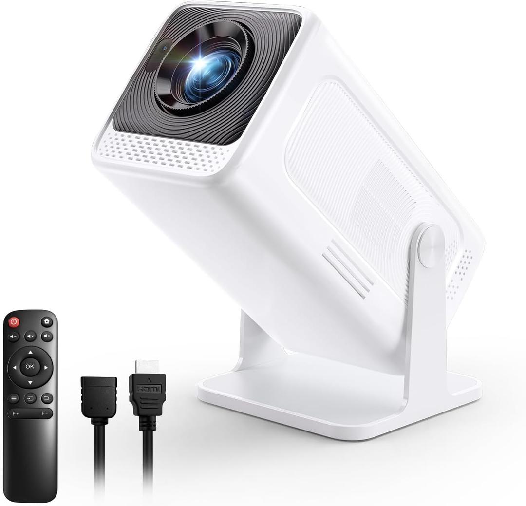 Mini Projector with WiFi and Bluetooth, Native 1080P Portable Outdoor Movie Projector, 4K Supported, Compatible with Smartphone/TV Stick/HDMI/USB/PS5, for Home Theater, Bedroom, Outdoor