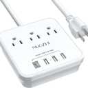 Cruise Essentials, NUOZHI 6 Ft Power Strip with 3 Outlets and 4 USB Ports(1 USB C), Non Surge Protector for Cruise Ship, Travel, Home Office, ETL Listed, White