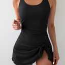 Aidonger Womens Ribbed Swimdress One Piece Swimsuit Tummy Control Swim Dresses Skirt Bathing Suit (Black) Large